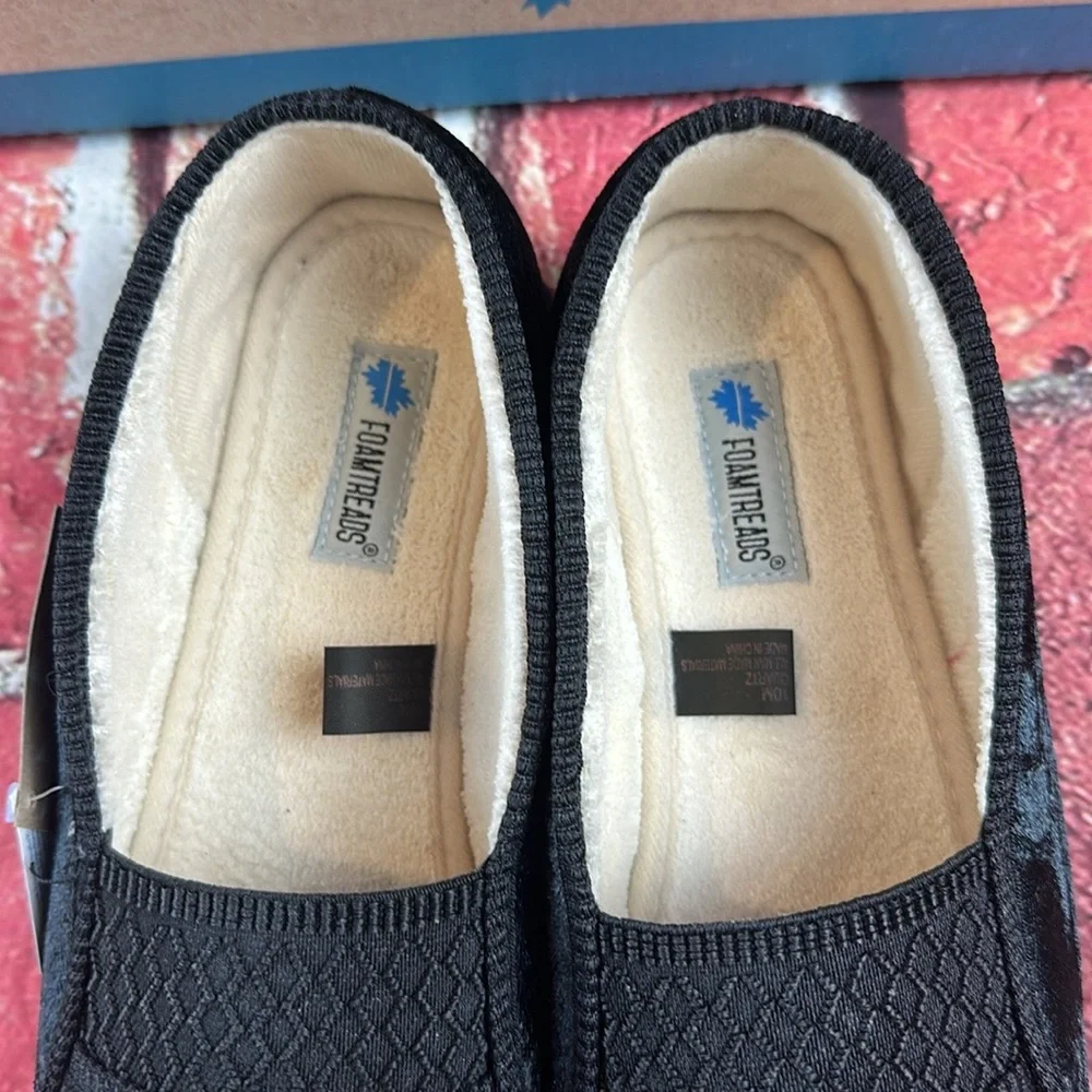 FoamTreads Ladies Black Quartz Slippers Size 10 new with tags